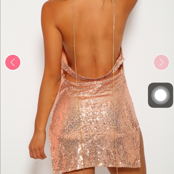 silver sequin chain choker mini dress